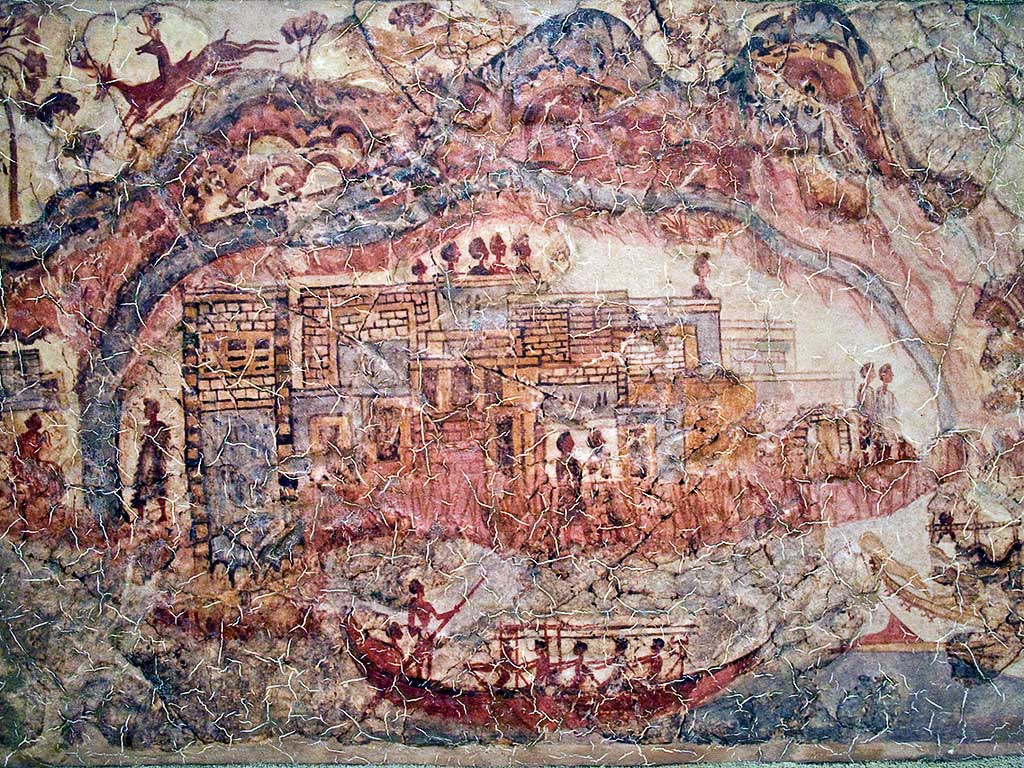 The famous Ship Fresco from Akrotiri, Santorini