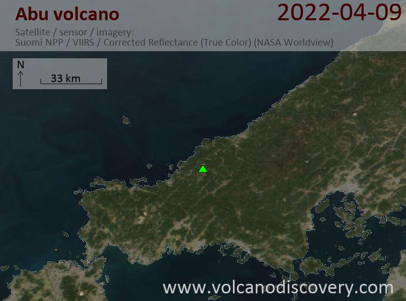 Satellite image of Abu volcano on 10 Apr 2022