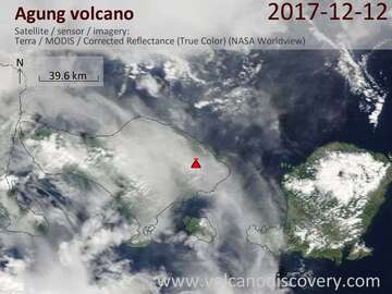 Satellite image of Agung volcano on 12 Dec 2017