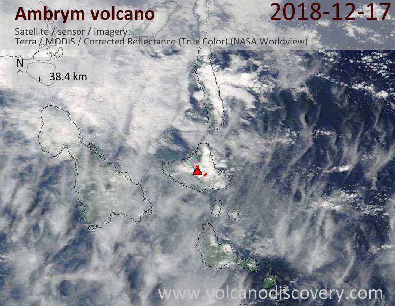 Satellite image of Ambrym volcano on 17 Dec 2018