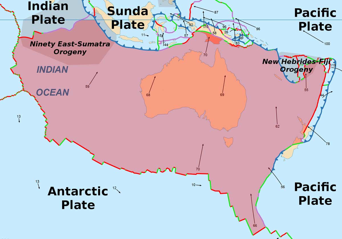 The Australian tectonic plate (image: Wikipedia)