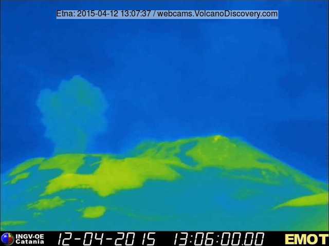Ash emission from Bocca Nuova (Montagnola thermal webcam, INGV Catania)