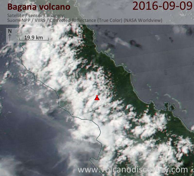 Satellite image of Bagana volcano on  9 Sep 2016