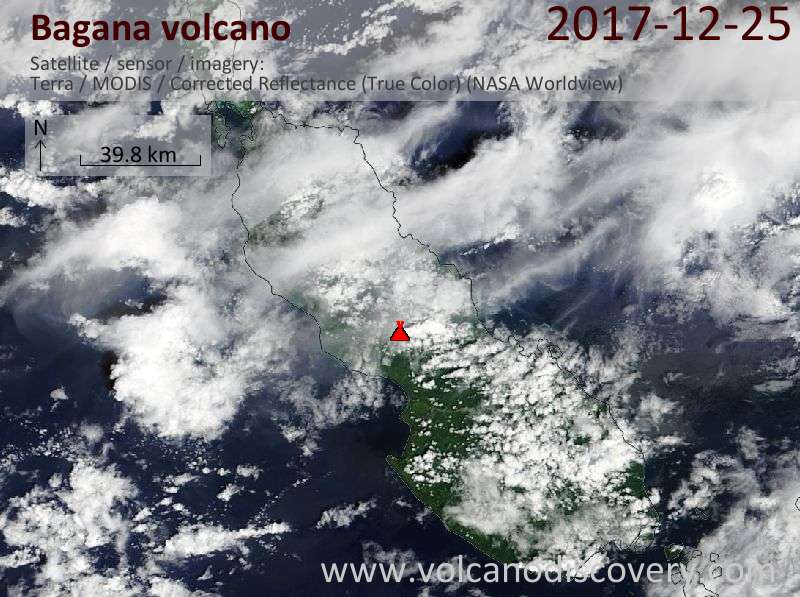 Satellite image of Bagana volcano on 25 Dec 2017