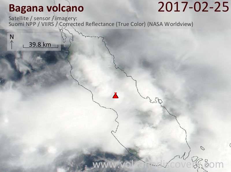 Satellite image of Bagana volcano on 25 Feb 2017