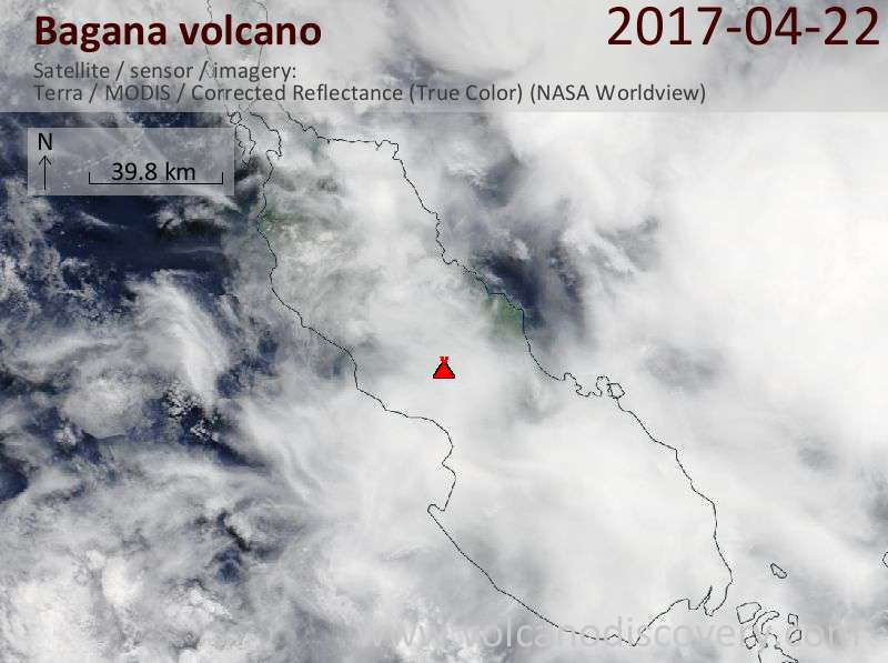 Satellite image of Bagana volcano on 22 Apr 2017