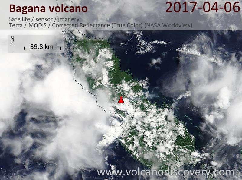 Satellite image of Bagana volcano on  6 Apr 2017