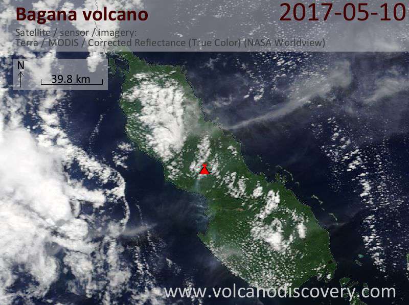 Satellite image of Bagana volcano on 10 May 2017