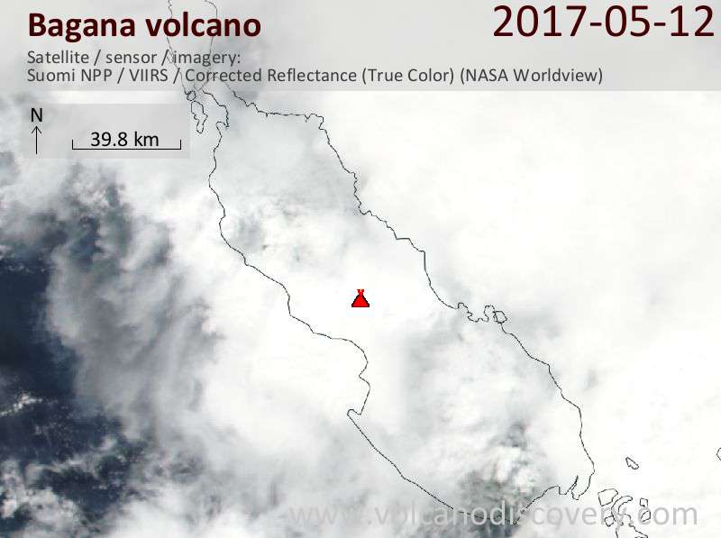 Satellite image of Bagana volcano on 13 May 2017