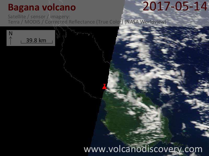 Satellite image of Bagana volcano on 14 May 2017