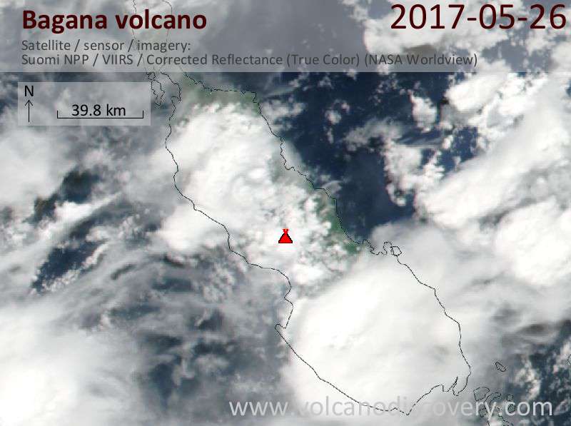 Satellite image of Bagana volcano on 27 May 2017
