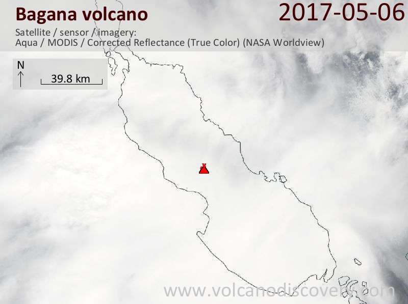 Satellite image of Bagana volcano on  7 May 2017