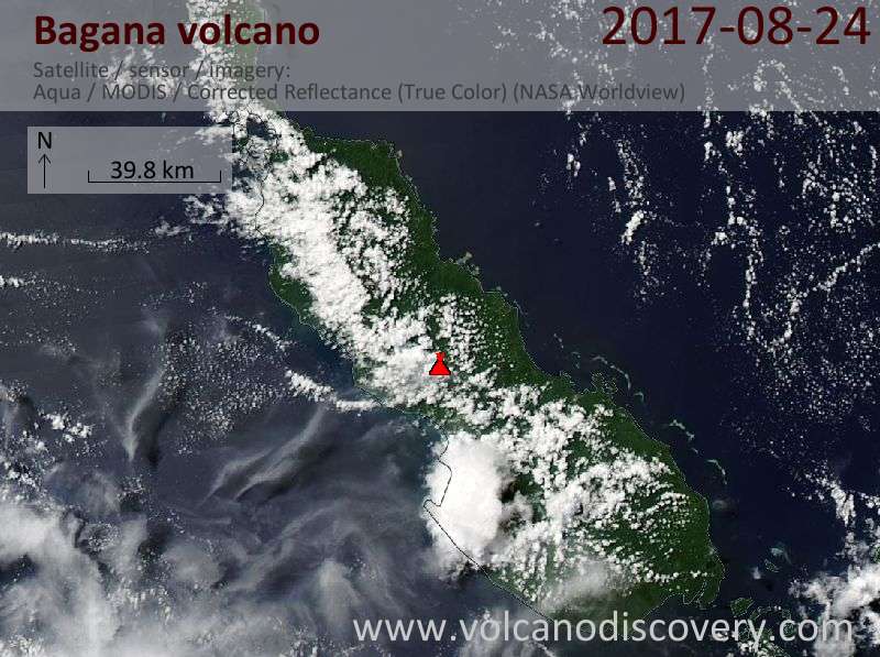 Satellite image of Bagana volcano on 24 Aug 2017
