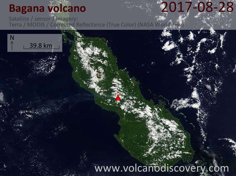 Satellite image of Bagana volcano on 28 Aug 2017