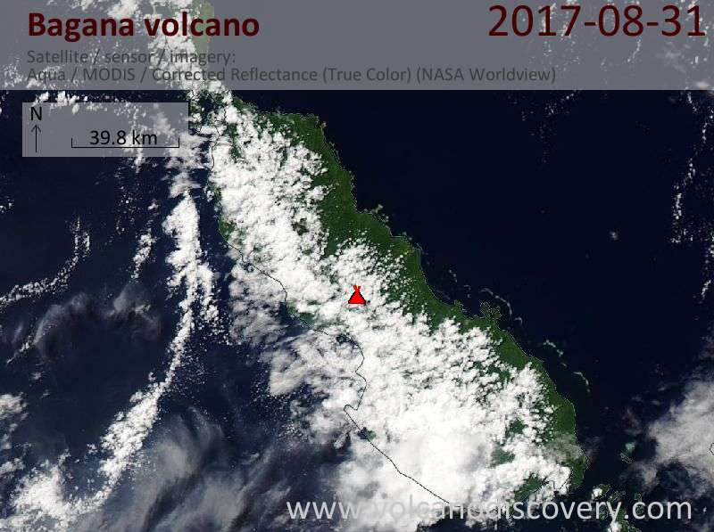 Satellite image of Bagana volcano on 31 Aug 2017