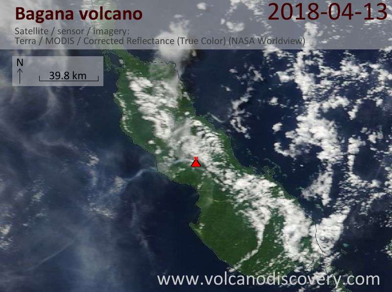 Satellite image of Bagana volcano on 13 Apr 2018