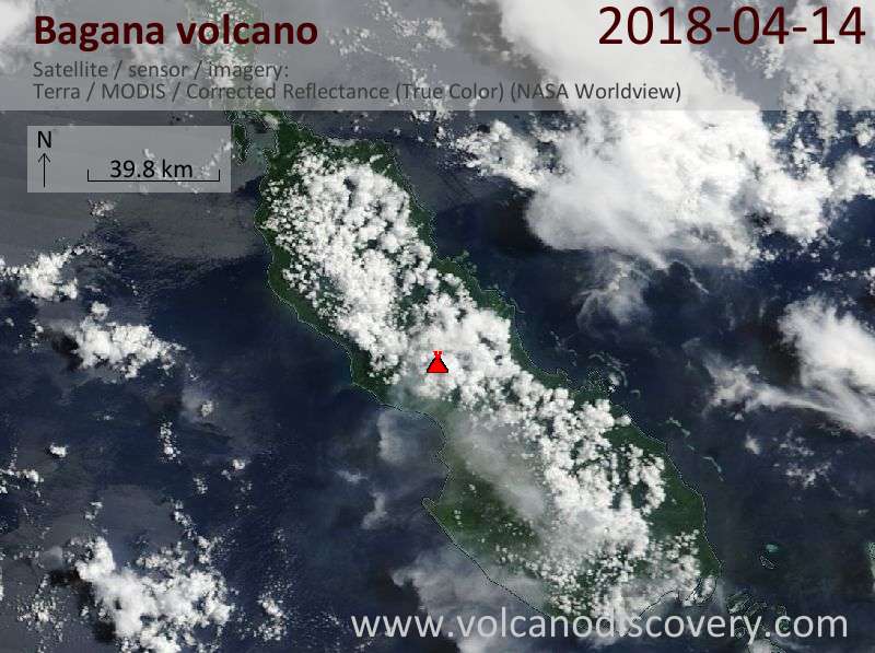 Satellite image of Bagana volcano on 14 Apr 2018