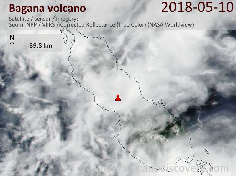 Satellite image of Bagana volcano on 10 May 2018