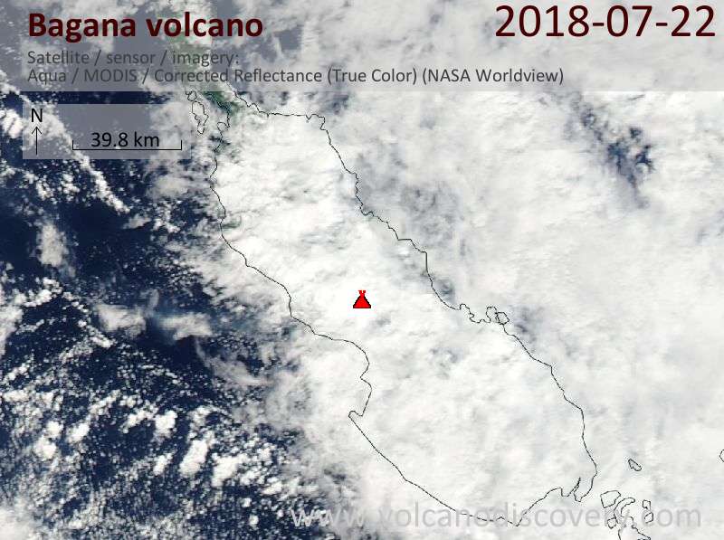 Satellite image of Bagana volcano on 22 Jul 2018