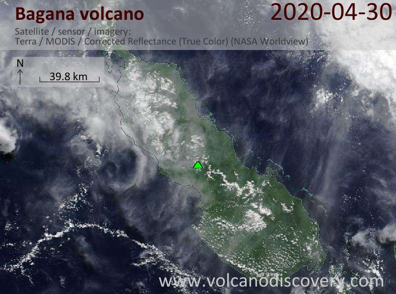 Satellitenbild des Bagana Vulkans am 30 Apr 2020