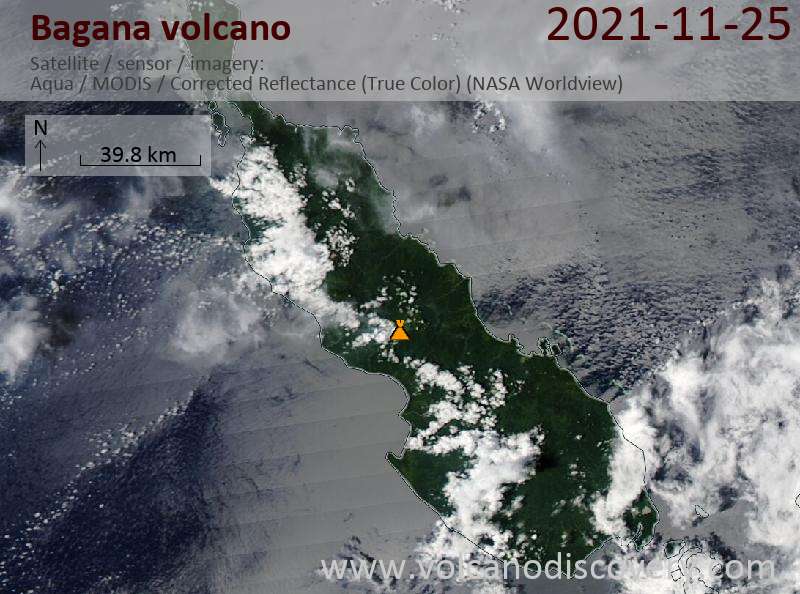 Satellite image of Bagana volcano on 26 Nov 2021