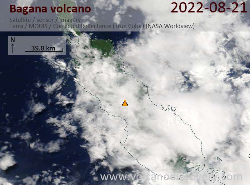 Satellite image of Bagana volcano on 21 Aug 2022