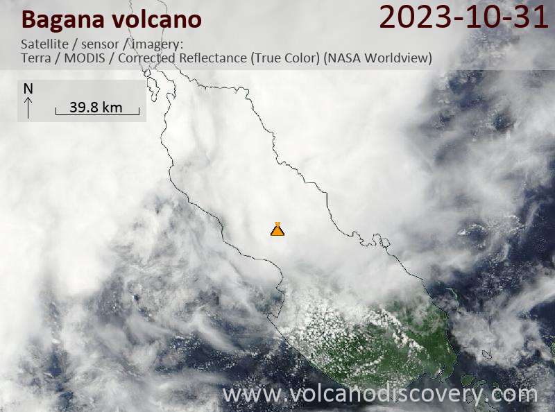 Satellitenbild des Bagana Vulkans am 31 Oct 2023