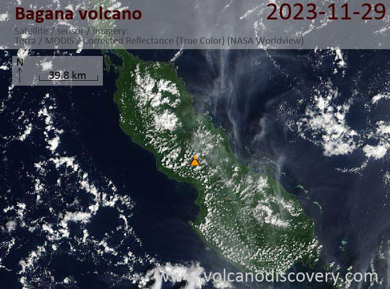 Спутниковое изображение вулкана Bagana 29 Nov 2023