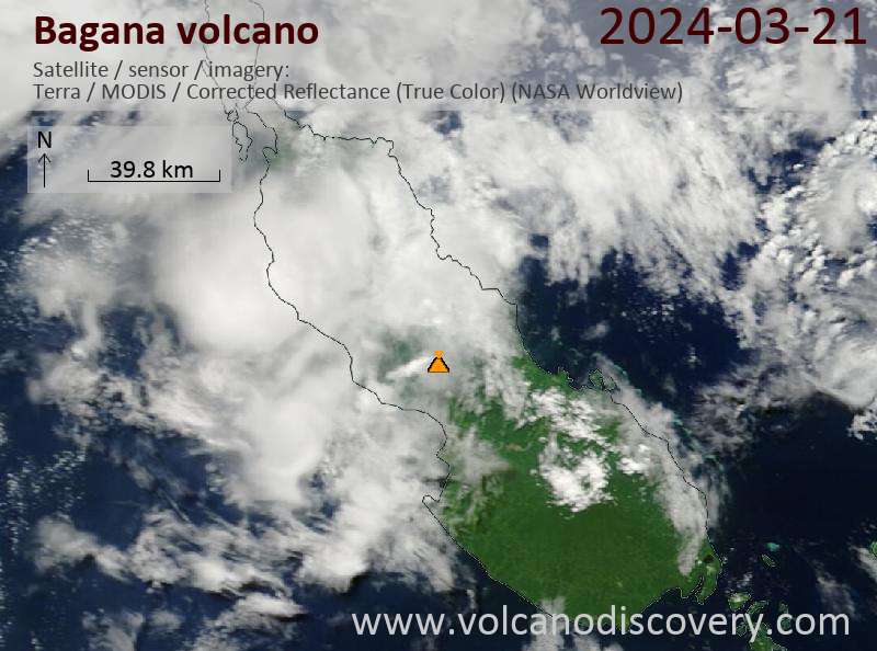 Satellitenbild des Bagana Vulkans am 21 Mar 2024