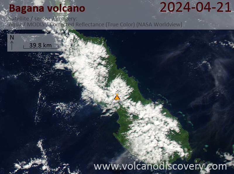 Satellite image of Bagana volcano on 21 Apr 2024