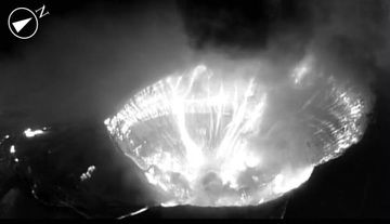 Infrared image of Nishinoshima´s crater (image: JCG)