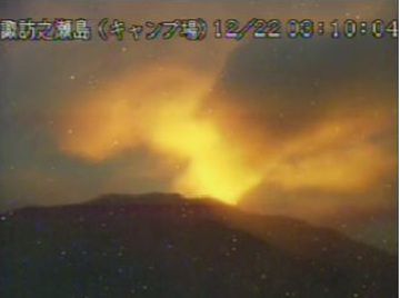 Strong glow continues to be active at Suwanosejima volcano (image: JMA)
