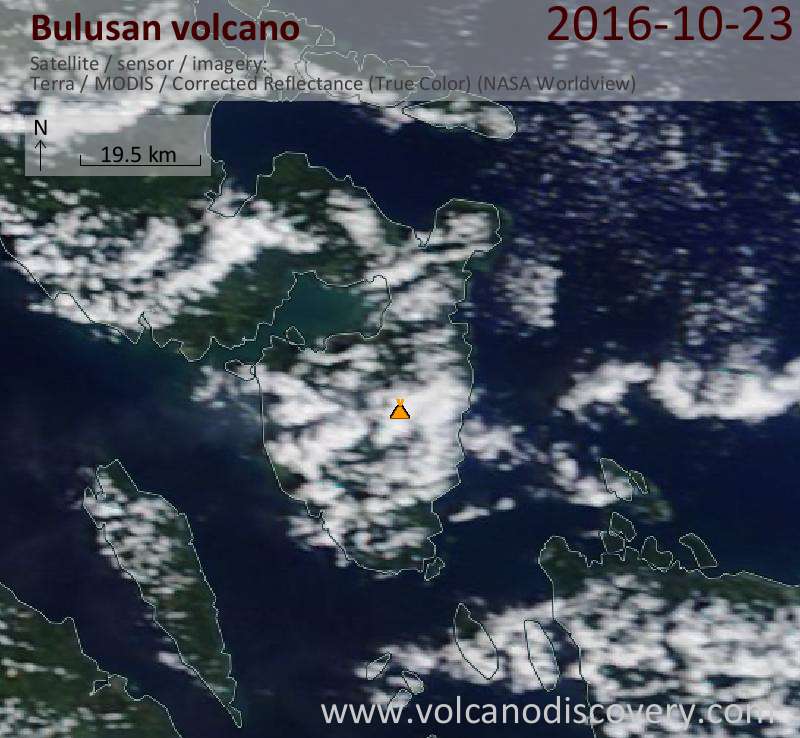 Satellite image of Bulusan volcano on 23 Oct 2016