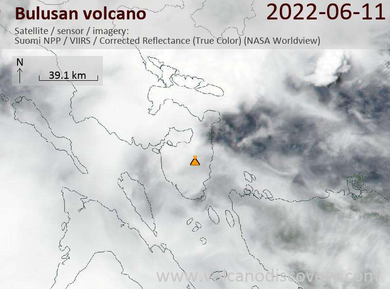 Satellite image of Bulusan volcano on 11 Jun 2022