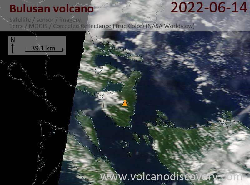 Satellite image of Bulusan volcano on 14 Jun 2022