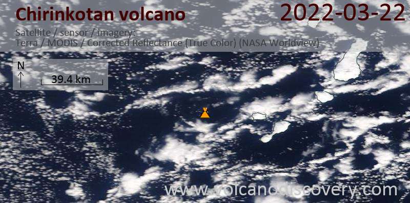 Satellite image of Chirinkotan volcano on 22 Mar 2022