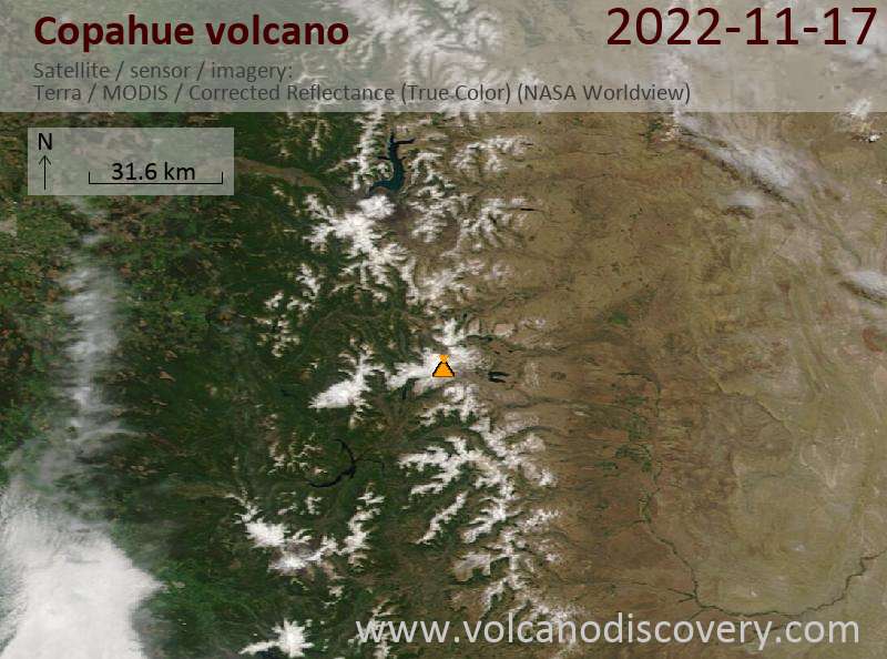 Satellite image of Copahue volcano on 17 Nov 2022