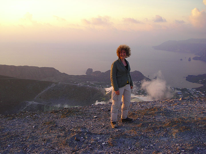 Inès on Vulcano's crater