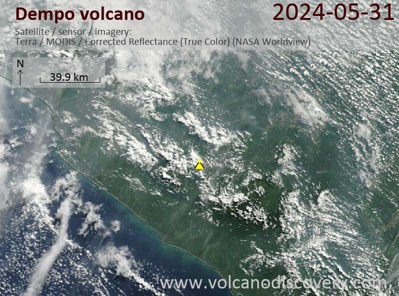 Satellitenbild des Dempo Vulkans am 31 May 2024