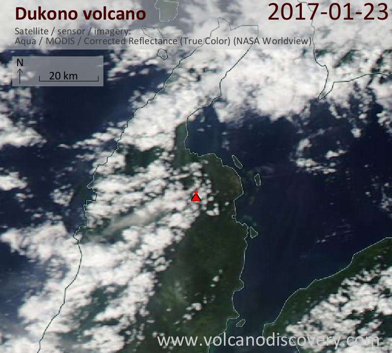 Satellite image of Dukono volcano on 24 Jan 2017
