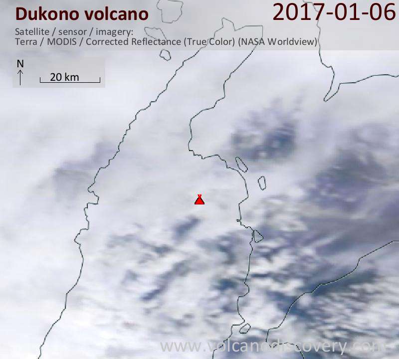 Satellite image of Dukono volcano on  6 Jan 2017