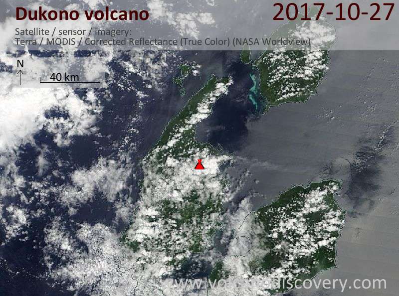 Satellite image of Dukono volcano on 27 Oct 2017