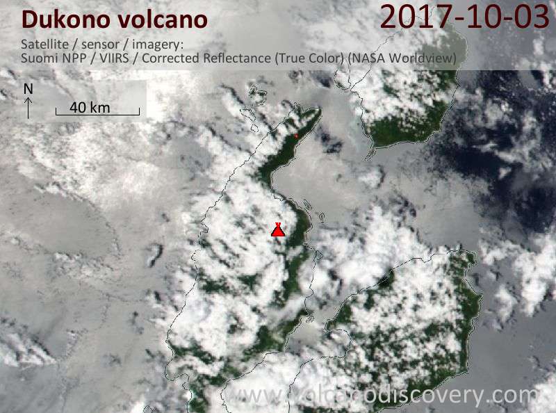 Satellite image of Dukono volcano on  3 Oct 2017