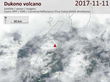 Satellite image of Dukono volcano on 11 Nov 2017