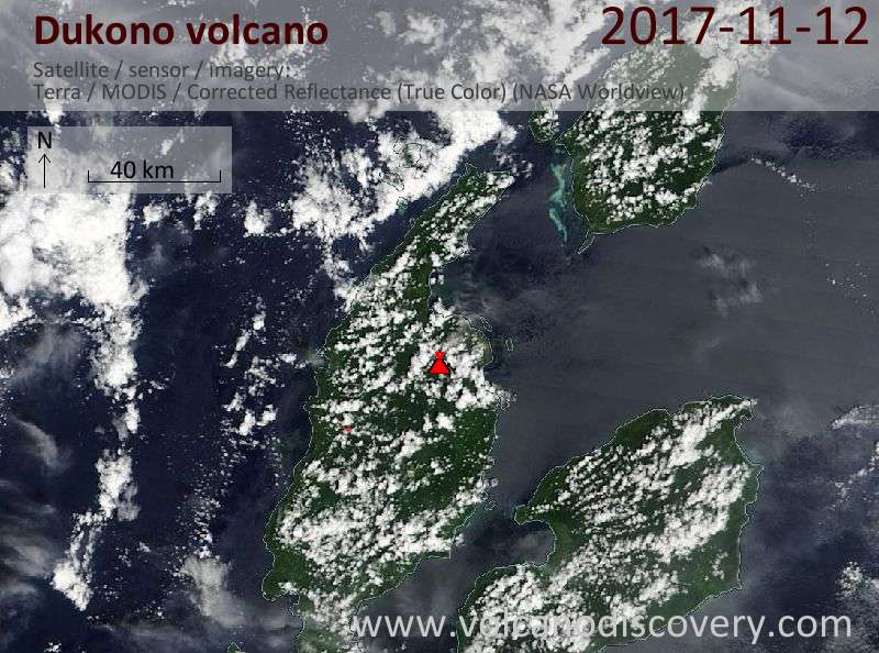 Satellite image of Dukono volcano on 12 Nov 2017
