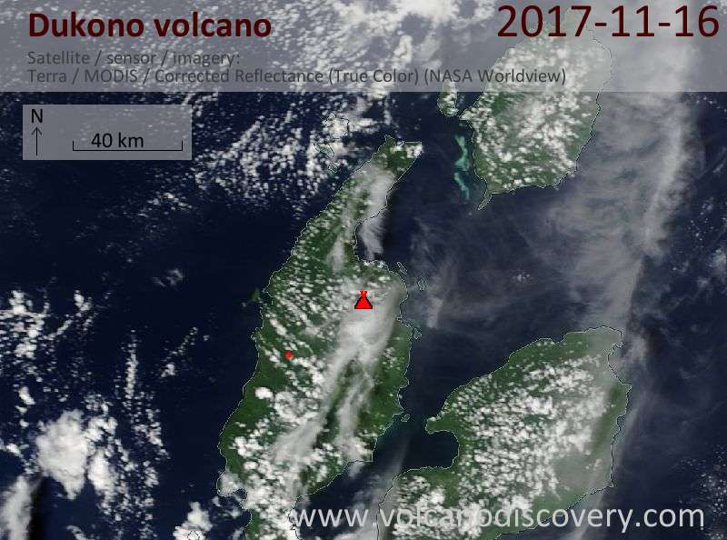 Satellite image of Dukono volcano on 16 Nov 2017