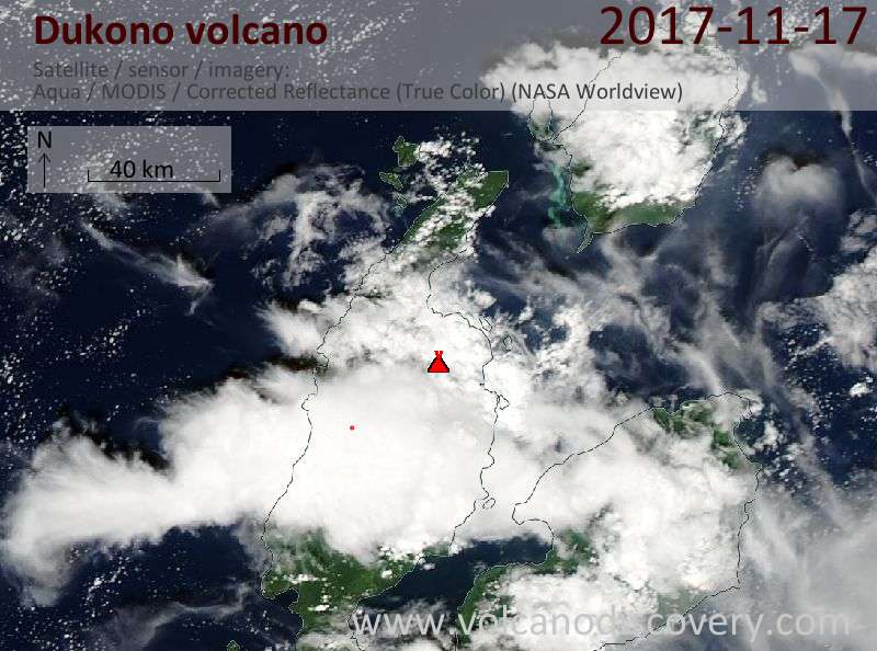 Satellite image of Dukono volcano on 17 Nov 2017