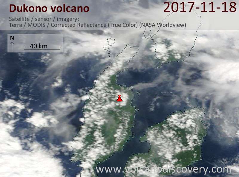Satellite image of Dukono volcano on 18 Nov 2017