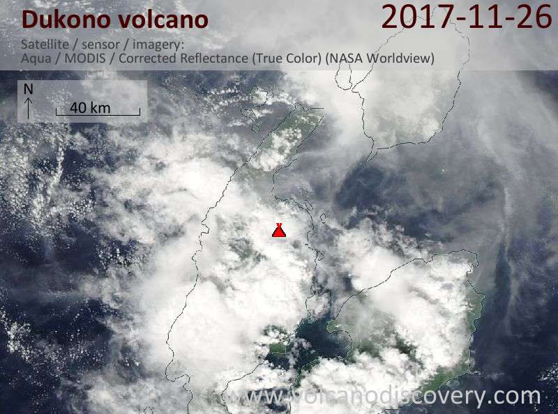 Satellite image of Dukono volcano on 26 Nov 2017