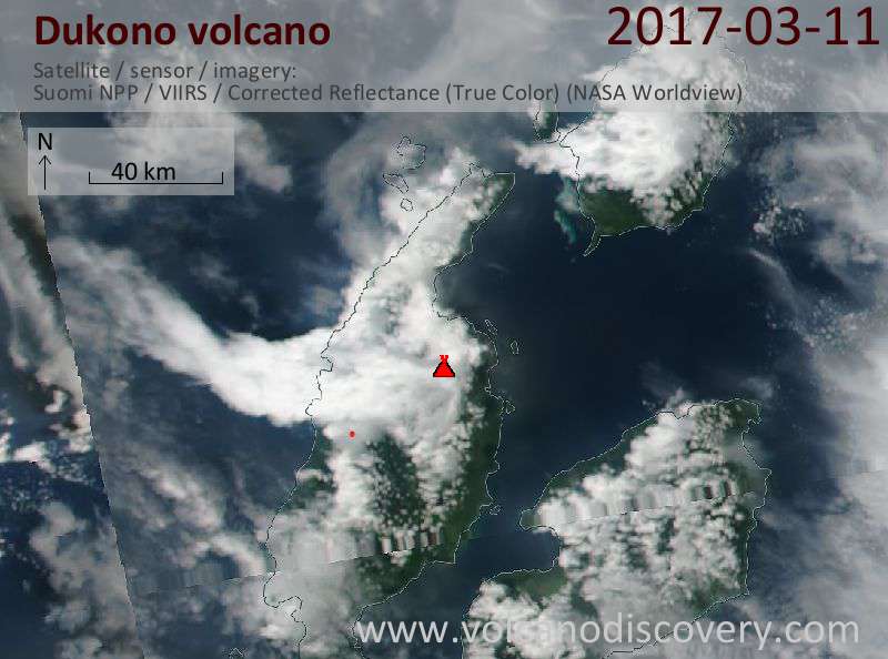 Satellite image of Dukono volcano on 11 Mar 2017